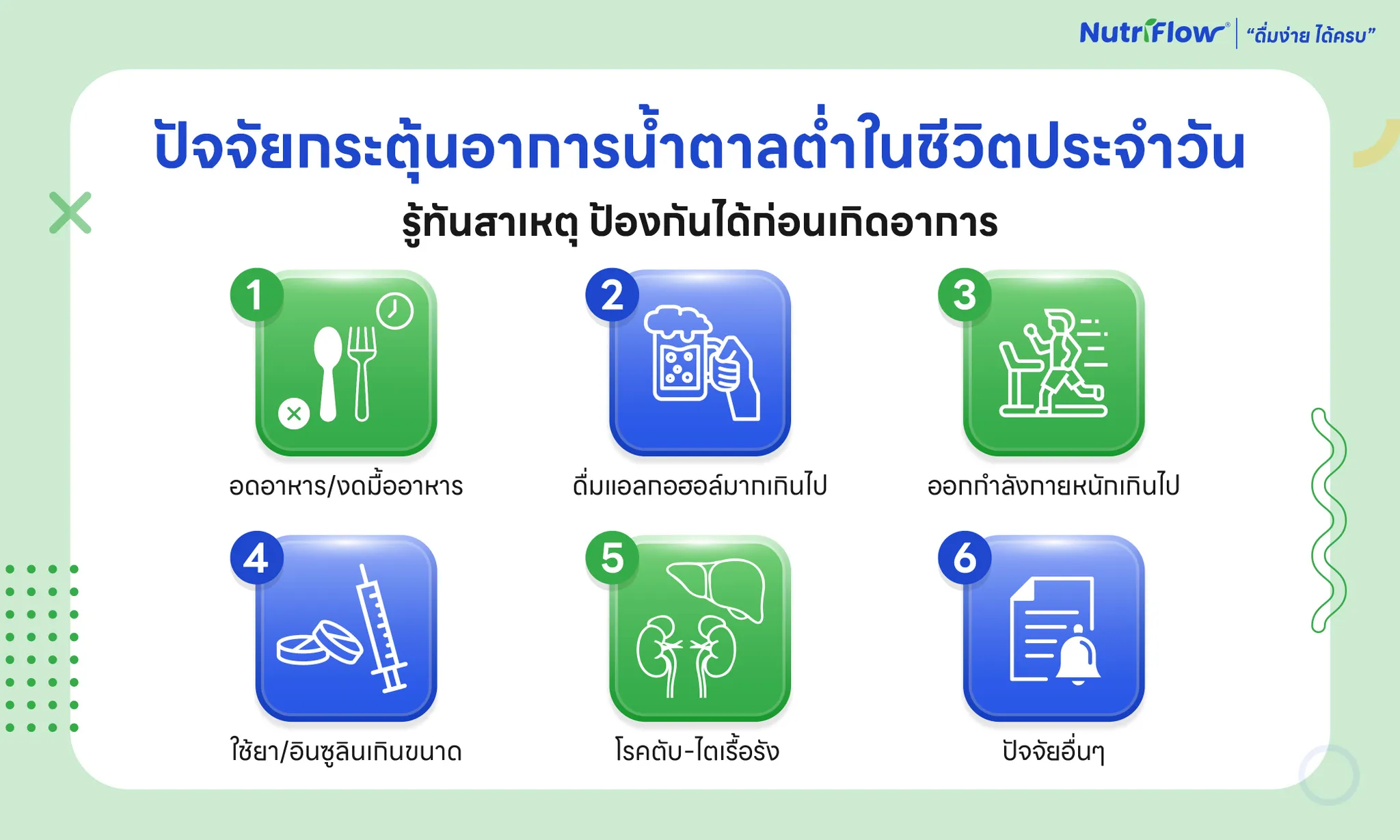 สาเหตุของอาการน้ำตาลต่ำ